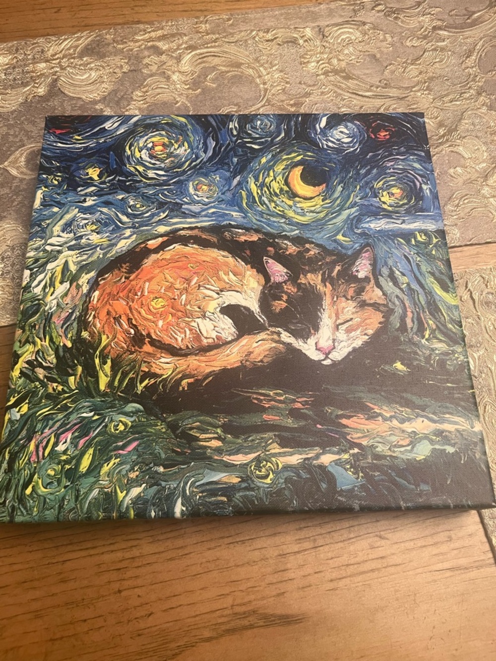 Calico Cat in Starry Background